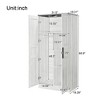 JUJABU 2-Door Wooden Wardrobe Armoire with LED, Hanging Rod and 4 Storage Shelves, - 3 of 4