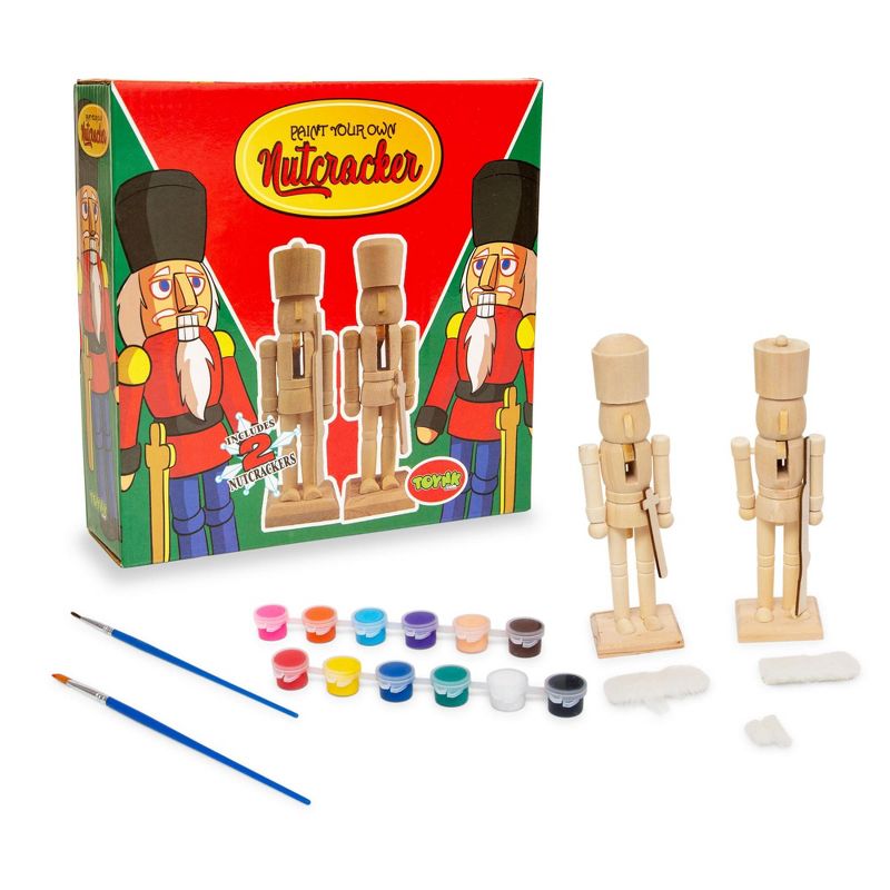 Toynk Paint Your Own 7-Inch Wooden Nutcracker Figure Craft Kit | Set of 2, 1 of 10