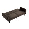 Contemporary Converts to Bed 1pc Futon Sofa Channeled Tufted Back Soft Track Arm Couch W USB - 2 of 4