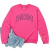Simply Sage Market Embroidered Mom Varsity Outline Sweatshirt - M - Raspberry - 3 of 4