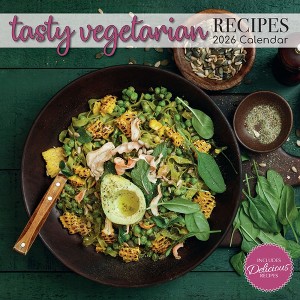 2026 Square Wall Calendar, Vegetarian Recipes, 16-Month Food Theme with 180 Reminder Stickers (12x12 In) - 1 of 4
