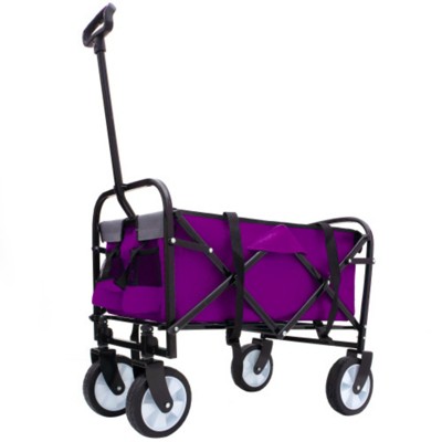 FURNIinspire Outdoor Serving Carts 225lbs Collapsible Foldable Wagon Cart Beach Wagon Utility Cart for Sports Gardeing, Purple, 25.98"*17.32"*37.4"