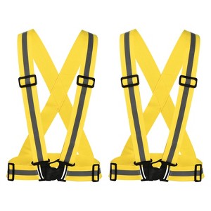 Unique Bargains Reflective Vest Adjustable High Visibility Safety Vest for Cycling Running Walking 2Pcs - 1 of 4