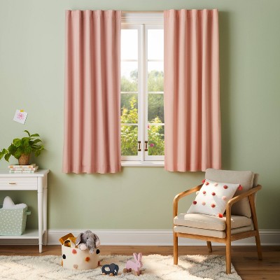 Twill Solid Kids' Blackout Window Curtain Panel White - Pillowfort™
