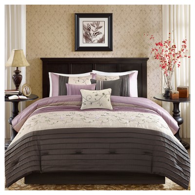 King Purple Reversible 7-Piece Embroidered Bedspread Set