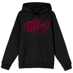 Dr. Pepper Red Logo Adult Black Long Sleeve Hooded Sweatshirt - 1 of 4