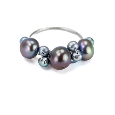 silver with dark pearls