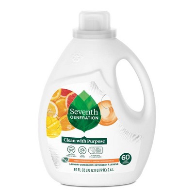 Seventh Generation Liquid Laundry Detergent Soap - Fresh Citrus Scent - 60 Loads - 90 fl oz