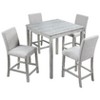NicBex 5-Piece Counter Height Dining Set, Wooden Kitchen Table with Acrylic Crystal Trim & 4 Upholstered Chairs, Table Set, Dining Chairs Set - 4 of 4