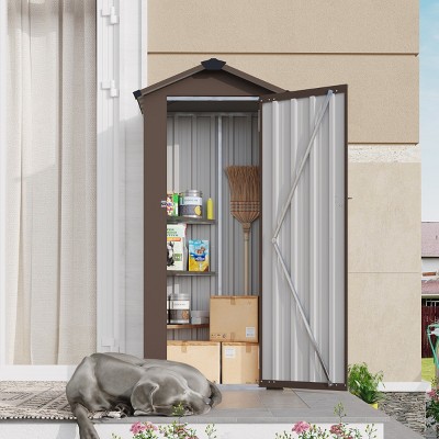 2.5x1.4FT Outdoor Metal Backyard Storage Shed with Waterproof Galvanized Iron,Compact Garden Tool Shed,Lockable Metal Storage Cabinet-Coolbibila