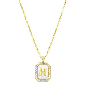 Adornia 14k Gold Plated White Mother-of-Pearl Initial Tablet Necklace - 1 of 3