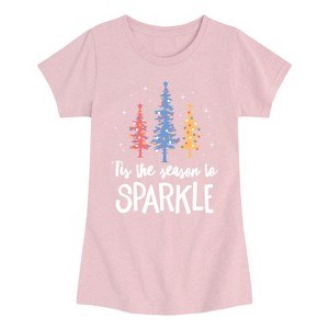 Girls' - Instant Message - Christmas Trees Season to Sparkle Fitted Short Sleeve Graphic T-Shirt - 1 of 4
