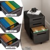 Gulches 3 Drawer Mobile Under Desk File Cabinet Black Lockable 5 Wheels Anti-Tilting Cold Rolled Steel for Legal/Letter/A4 Files - 4 of 4