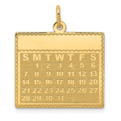 Black Bow Jewelry 14k Yellow Gold Monday Start Perpetual Calendar Charm or Pendant, 22mm