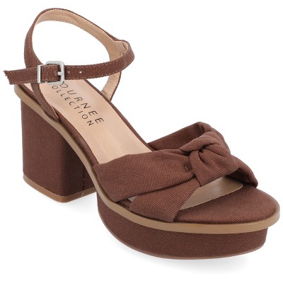 Journee Collection Womens Garner Knit Inset Platform Block Heel Sandals