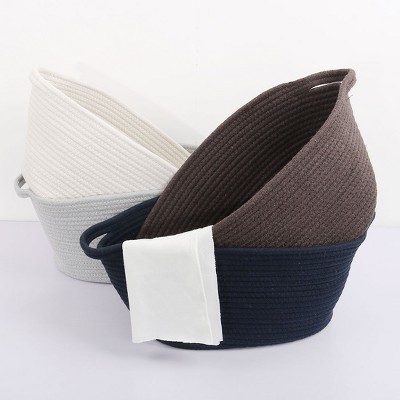 Unique Bargains Cotton Storage Basket Clothes Organizer Decorative Storage Bins 1 Pc White