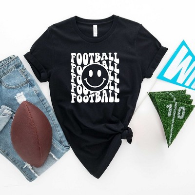 Simply Sage Market Women's Just Livin' Football Smiley Face Short Sleeve Graphic Tee