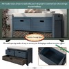 PAGED Rustic Storage Ottoman with 2 Drawers & Removable Basket, Entryway Bench with Removable Cushion, Acacia Shoe Bench, Ottoman Foot Rest - 3 of 4