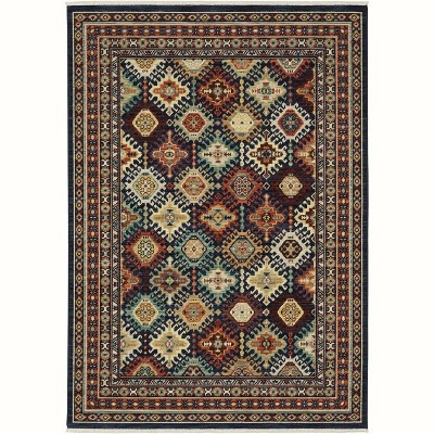 Lilihan 003B6 Navy/Multi 3'3" X 5' Indoor Area Rug