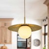PAKOKULA 1-Light Golden Diffuser Pendant Light with Metal Pleated Gold Shade and White Glass Shade - 2 of 4
