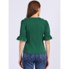 INSPIRE CHIC Women's Ruffle V Neck Puff Sleeve Summer Casual Chiffon Peasant Top - 4 of 4