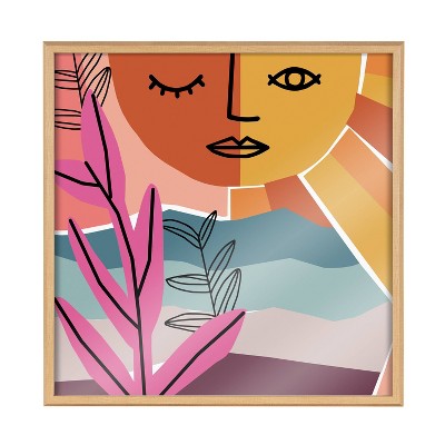 Abstract Colorful Acrylic Print with Natural Frame, 27" x 28.25"