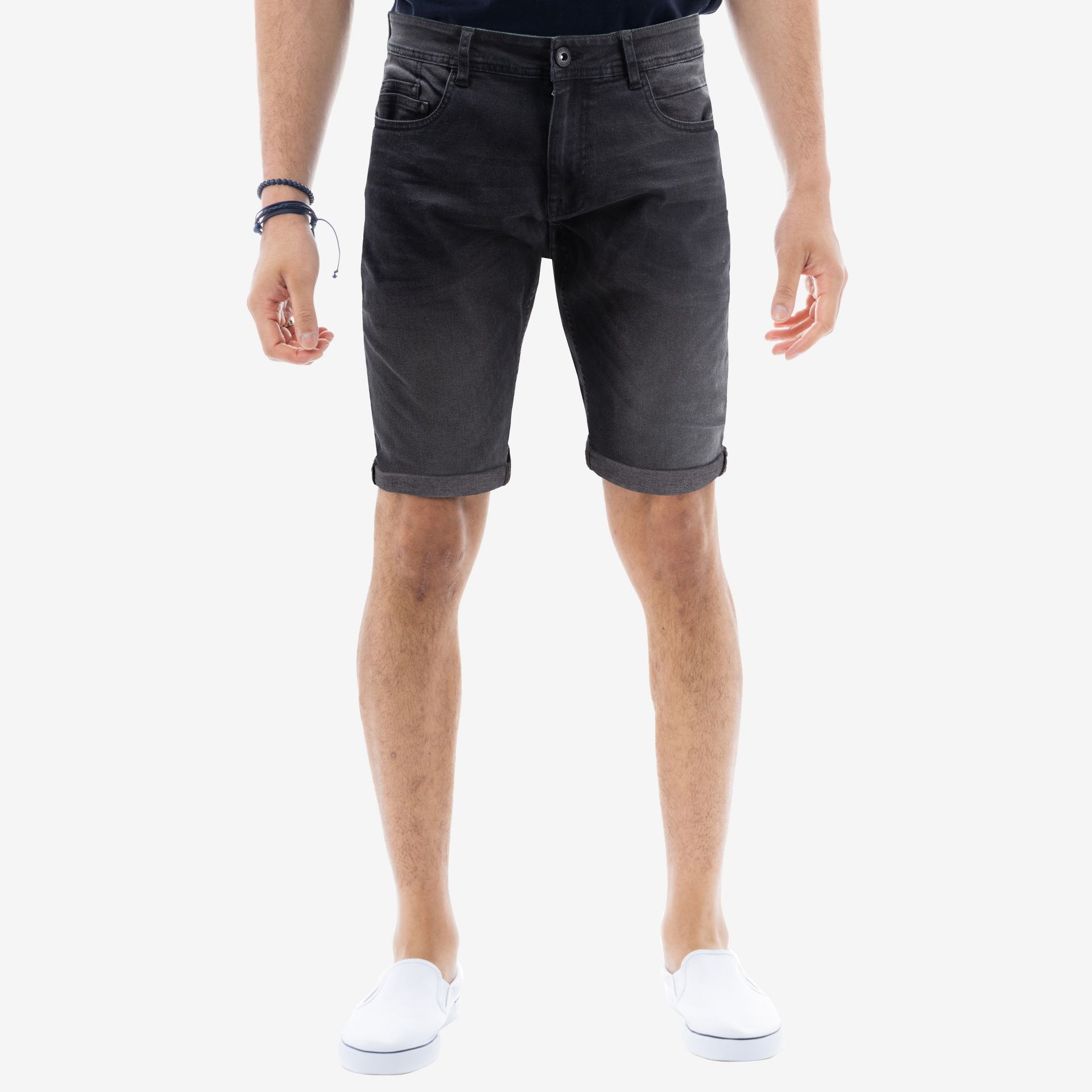 CULTURA Men's Stretch Denim Shorts,Jean Shorts in BLACK WASH Size 32