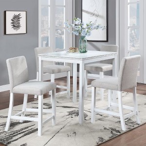 NicBex 5-Piece Counter Height Dining Set, Wooden Kitchen Table with Acrylic Crystal Trim & 4 Upholstered Chairs, Table Set, Dining Chairs Set - 1 of 4