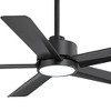 Airsurfer 52" LED Ceiling Fan, Black Body & Blades, 5 Black ABS Blades, DC Motor, 6-Speed, Remote Control, 12° Blade Angle, Ceiling Mount - 3 of 4