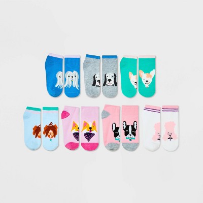 Girls' 7pk Dogs No Show Socks - Cat & Jack™