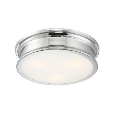 Watkins 16" Warm Brass and Glass 3-Light Flush Mount