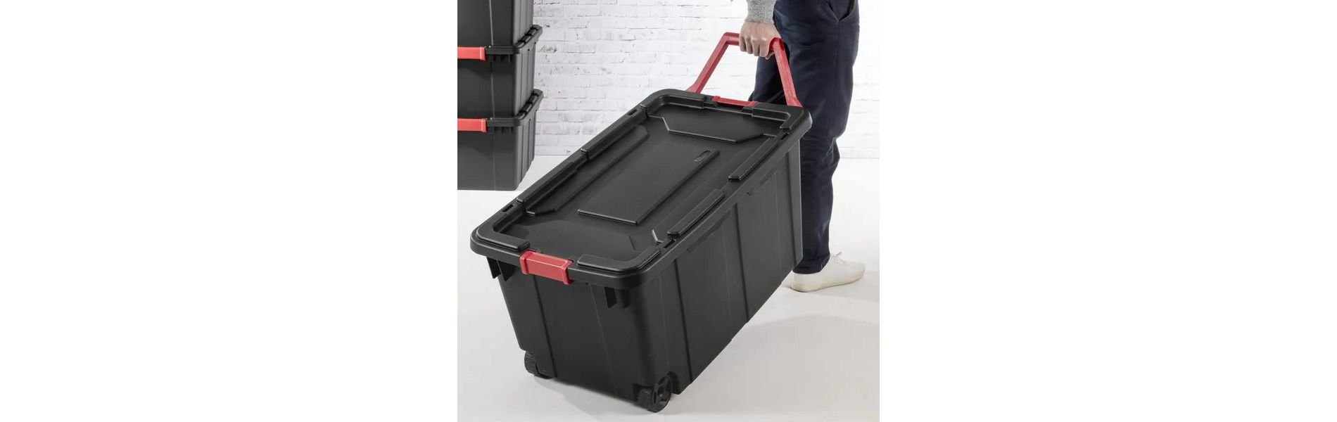 Pack of 2 Extra Large Storage Bin, 40 Gallon Wheeled Plastic Storage Container with Handle