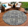 Charcoal Gray And Ivory Oriental Washable Indoor Outdoor Area Rug - 2 of 4