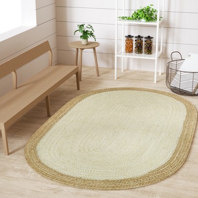 Maxax Oval Jute Rug, Natural Jute Area Rugs for Halloween Christmas Living Room Home Entryway Decor Rustic Farmhouse