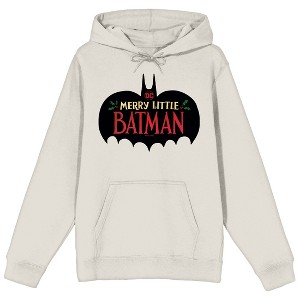 Merry Little Batman Logo Adult Sand Long Sleeve Hooded Sweatshirt - 1 of 3