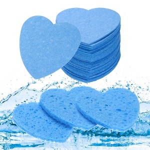 Unique Bargains Daily Skincare Home Travel Compressed Heart Shape Facial Sponges 2.5" 60 Pcs - 1 of 4