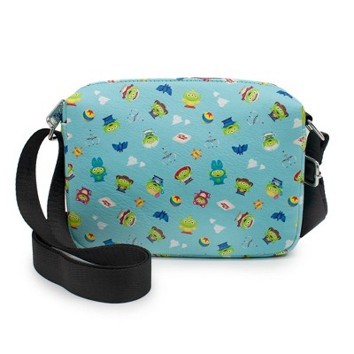 Women's Horizontal Crossbody Wallet - Pixar Toy Story Alien Remix Pizza Planet Character Collage Blue