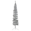 vidaXL Slim Artificial Half Christmas Tree with Stand - Space-Saving, Reusable and Easy to Assemble Silver Modern Xmas Tree - 3 of 4