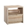 Vynxaria Modern Rustic Nightstand - Brown Finish, Large Drawer (Metal Runners), Open Shelf, Unique Wave Pattern, T-Lock Assembly - 2 of 4