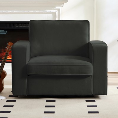 Mjkone Modern 360° Accent Swivel Chair,Upholstered Square Armchair,Comfy Chenille Single Sofa Chair