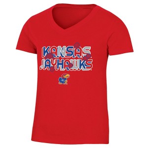 NCAA Kansas Jayhawks Girls' V-Neck T-Shirt - 1 of 3