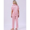 INSPIRE CHIC Womens Satin  Loungewear Silky Button Down Short Sleeve Lapel Collar Pajama Sets - 4 of 4