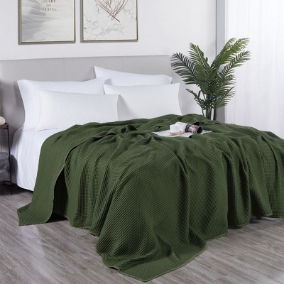 DOZ Waffle Bed Blanket, 50% Bamboo Viscose and 50% Cotton Blend, Lightweight, Ultra Soft, Breathable