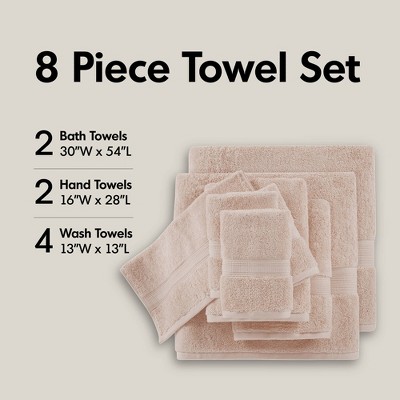 100% Cotton Solid Color Heavyweight Bath Towel Set, Anti-Microbial Certified Highly Absorbent Plushy Bath Towel