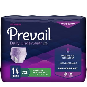 Prevail Daily Underwear Disposable Underwear Female Pull On with Tear Away Seams 2X-Large, PWC-517, Maximum, 56 Ct - 1 of 3