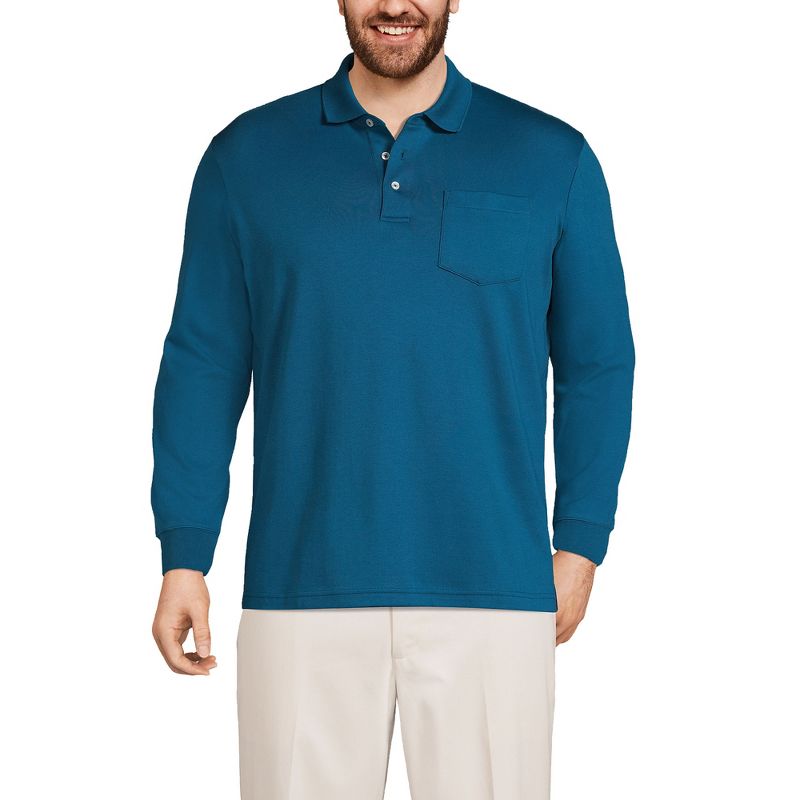 Lands' End Men's Long Sleeve Cotton Supima Polo Shirt with Pocket, 1 of 3