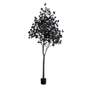 Nearly Natural 9-ft Pre-Lit Artificial Halloween Black Eucalyptus Tree with 700 Orange & Purple LED Lights - 1 of 1