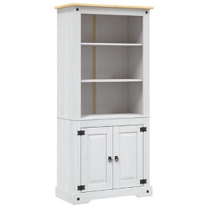 vidaXL Side Cabinet Brown Solid Pine Wood 31.5x15.7x66.9 in Side Cabinet - White - 1 of 4