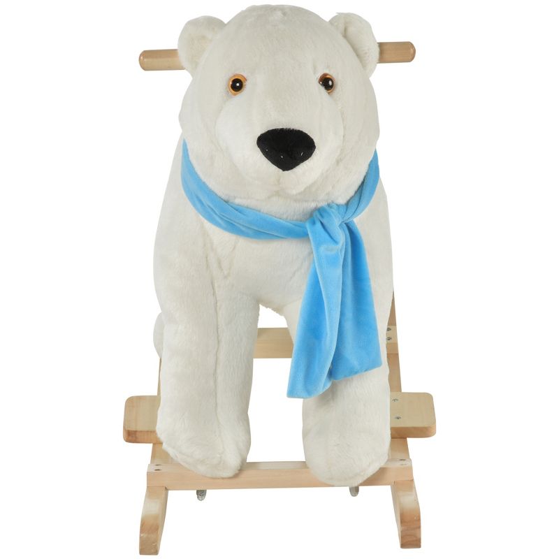Qaba Kids Ride On Rocking Horse with Soft Polar Bear Body, Fun Roaring Sound, & Safety Handlebars/Footrests, 4 of 9