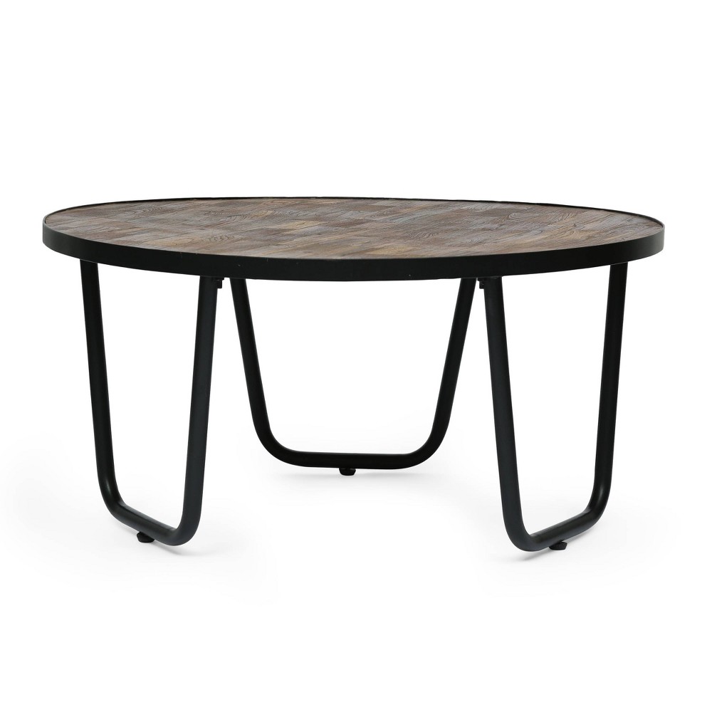 Photos - Coffee Table Nita Modern Industrial Handcrafted Wooden  Natural/Black - Chr